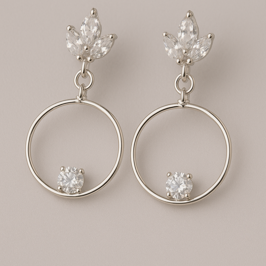 💎 Crystal Circle Drop Earrings ✨