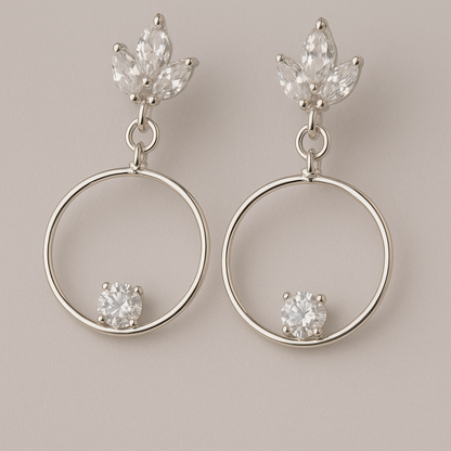 💎 Crystal Circle Drop Earrings ✨