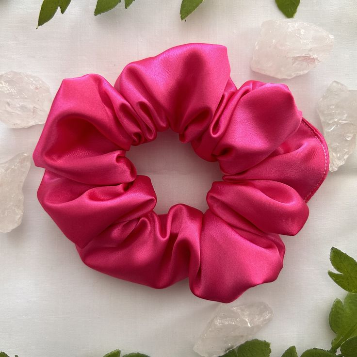 💗 Hot Pink Satin Scrunchie 💗