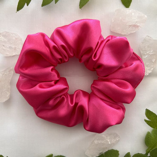 💗 Hot Pink Satin Scrunchie 💗