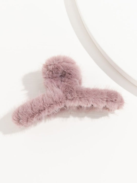 Dusty mauve fluffy hair clip 💜🌫️