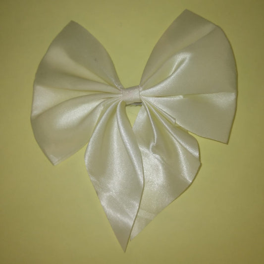 🤍 Classic Ivory White Satin Hair Bow 🎀