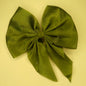 ✨ Elegant Olive Green Satin Hair Bow 🎀