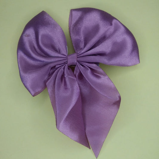 💜 Charming Lavender Satin Hair Bow 🎀