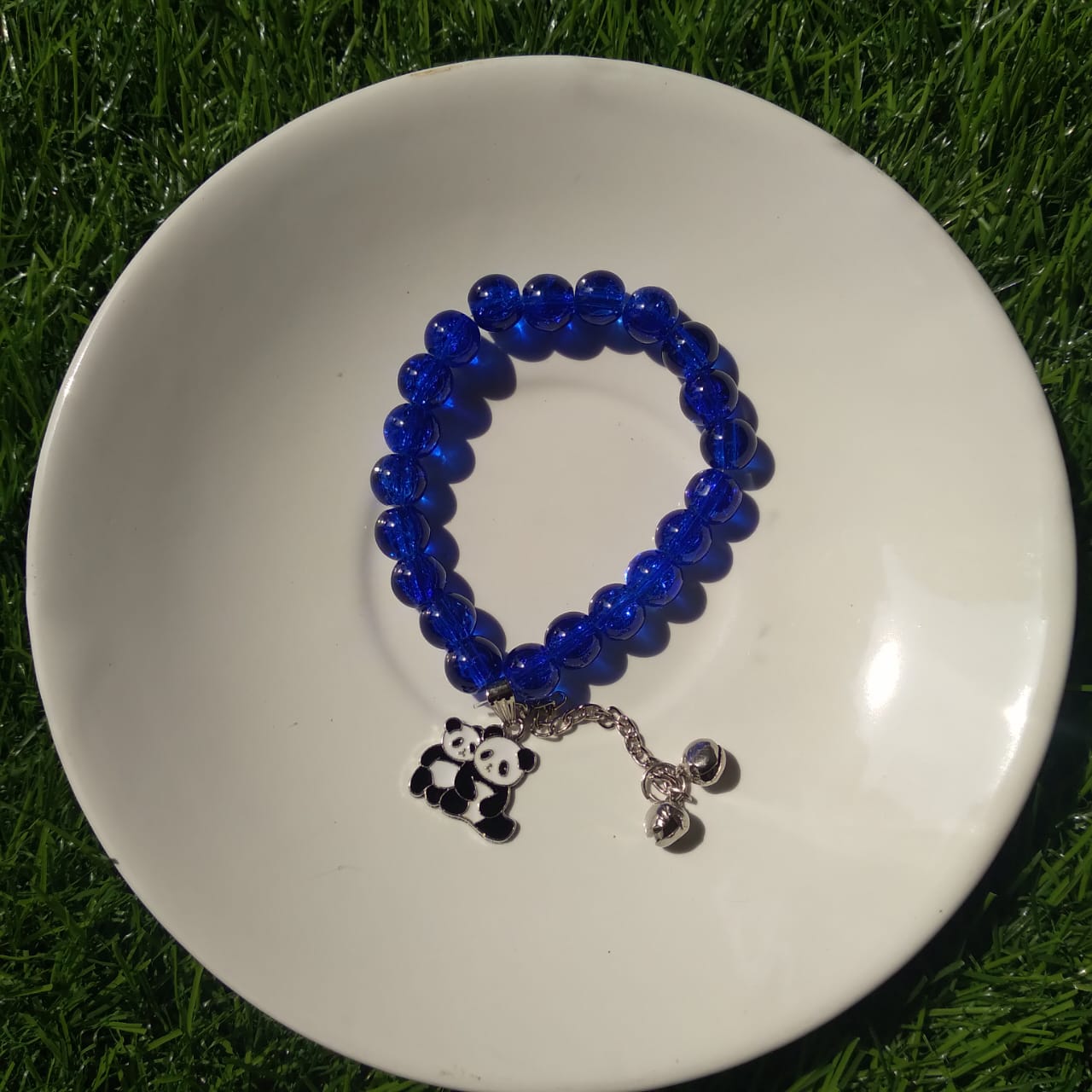 ✨ Charming Blue Bead Bracelet with Panda Charm 🐼🔵