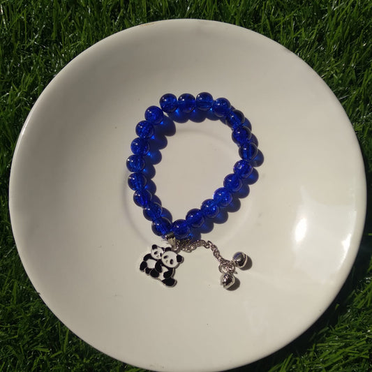 ✨ Charming Blue Bead Bracelet with Panda Charm 🐼🔵