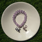 💜 Soft Lavender Bead Bracelet with Panda Charm 🐼🔔