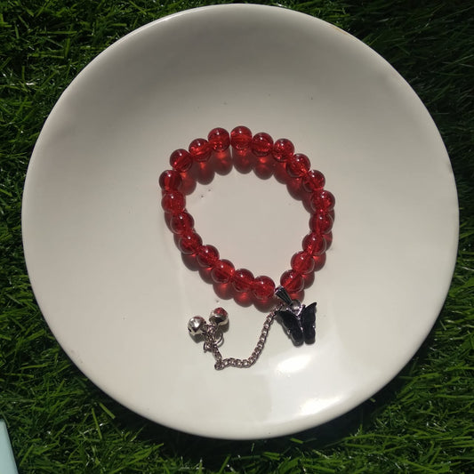 🦋 Charming Red Beaded Bracelet 🔴✨