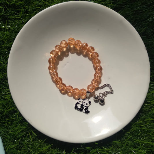 🐼 Adorable Peach Beaded Bracelet 🍑✨